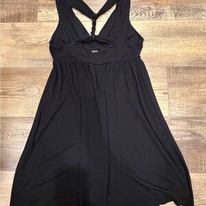Element Black Braided-Halter Mini Dress with Twist back